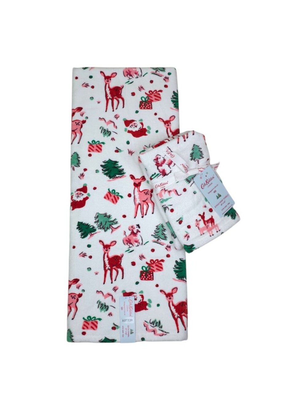 Cath Kidston Ditsy Deer 3 pieces 1 Bath & 2 Hand Towel Set 100% Cotton Christmas